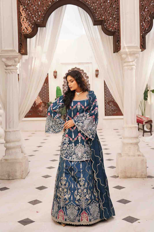 Embroidered Silk Langha Shirt