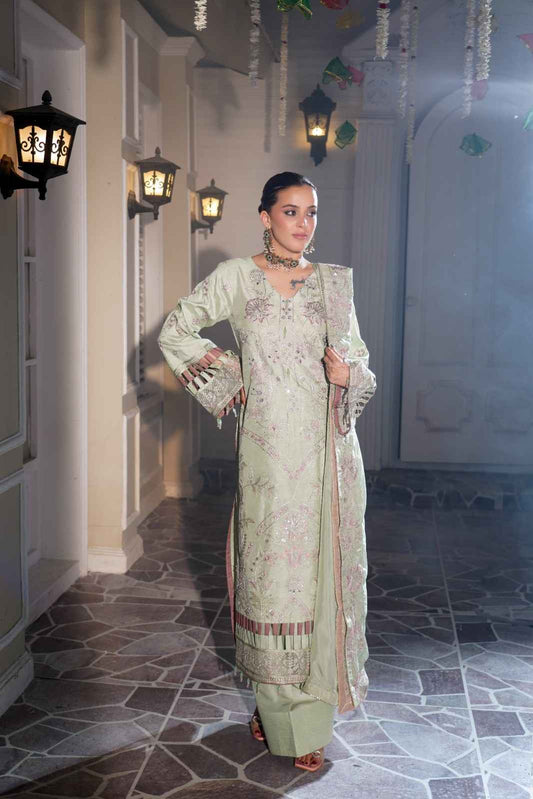 Embroidered Raw Silk Long Kurta