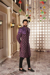 Sherwani Purple Embroidered - Rmzey