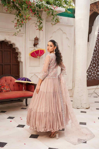 Embroidered Chiffon Tiered Koti Frock