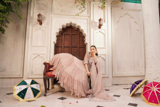 Embroidered Chiffon Tiered Koti Frock