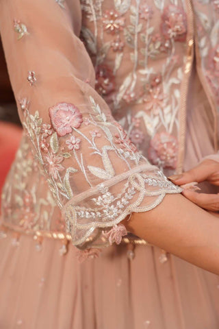 Embroidered Chiffon Tiered Koti Frock