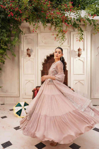 Embroidered Chiffon Tiered Koti Frock