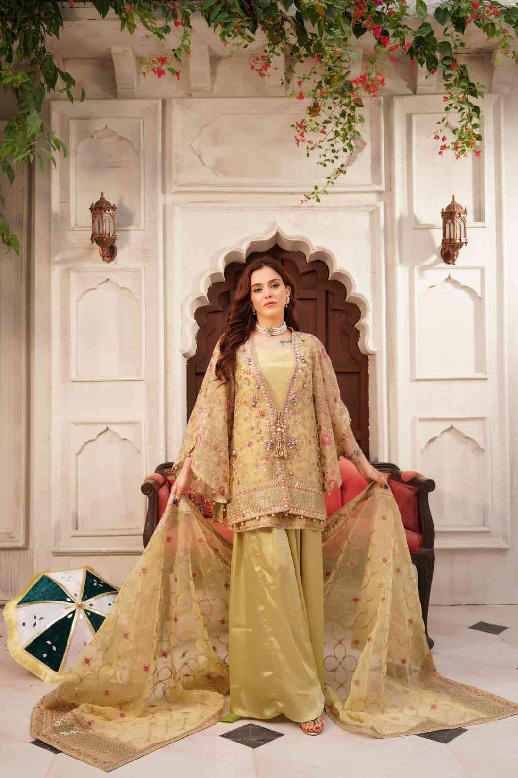 Embroidered Organza Lehenga Koti