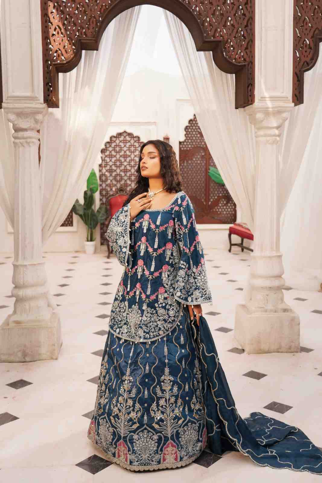 Embroidered Silk Langha Shirt