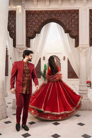 Embroidered Chiffon Empire Anarkali Frock