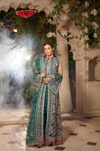 Embroidered Organza Open Panel Gown