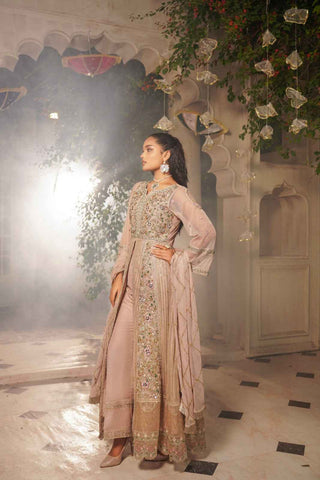 Embroidered Poly Net Open Pishwas