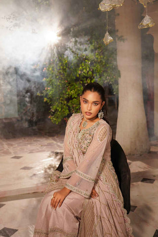 Embroidered Poly Net Open Pishwas