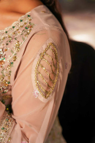 Embroidered Poly Net Open Pishwas