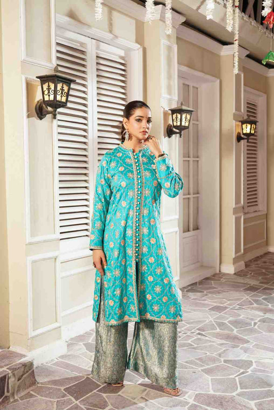 Embroidered Raw Silk Gown shirt