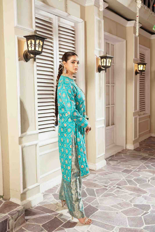 Embroidered Raw Silk Gown shirt