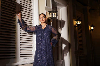 Embroidered Organza Long Shirt Suit