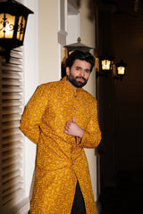 Opulent Yellow sherwani Embroidered - Rmzey