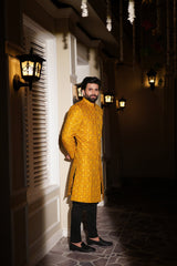 Opulent Yellow sherwani Embroidered - Rmzey