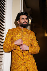 Opulent Yellow sherwani Embroidered - Rmzey