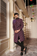 Sherwani Purple Embroidered - Rmzey